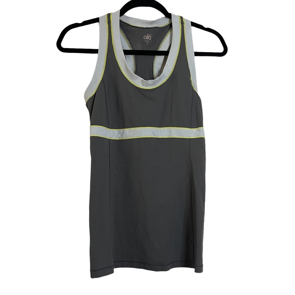 ALO Yoga Coolfit Running Graphite Workout RacerTank Small - Picture 1 of 10